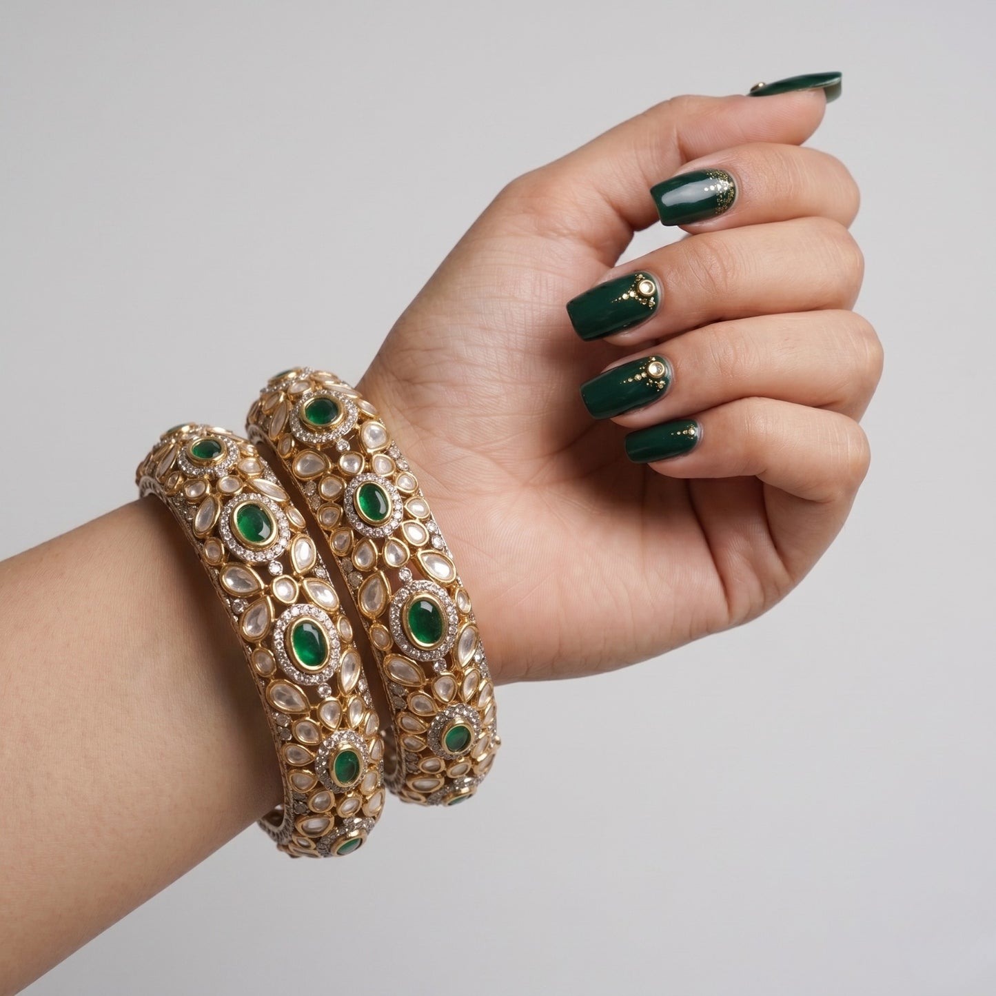Zarivana Emerald Polki Bangles