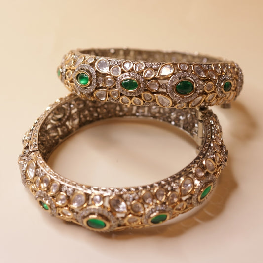 Zarivana Emerald Polki Bangles