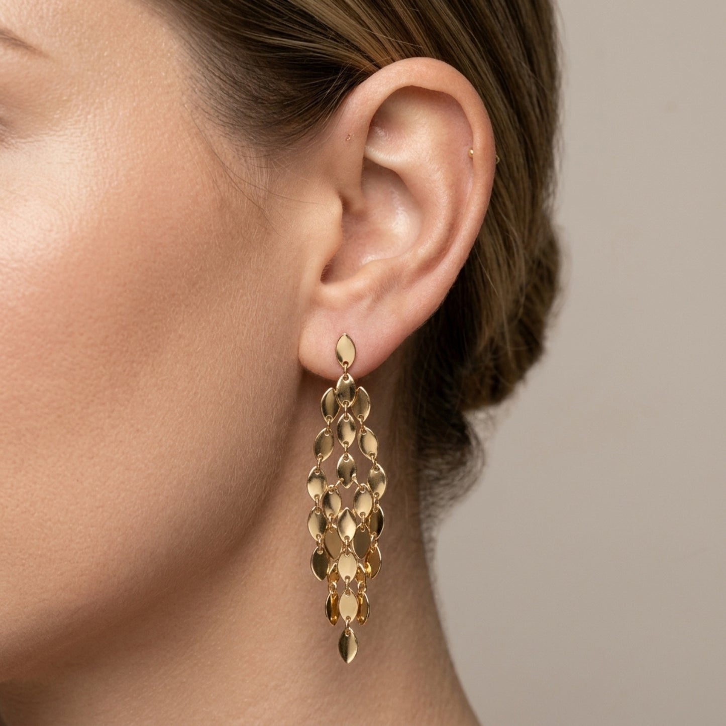 Tiered Gold Link Earrings