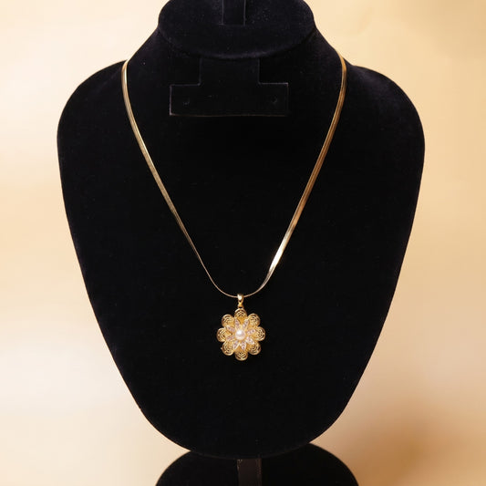 Golden Dahlia Drop Neck Chain