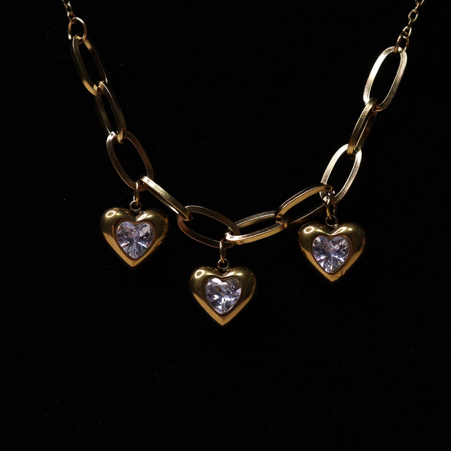 Crystal Heart Cascade Necklace