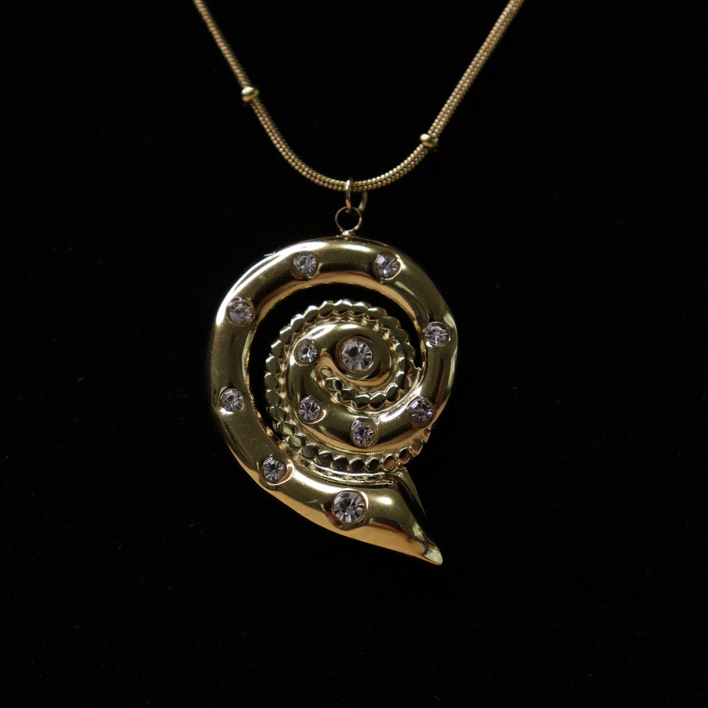 Golden Spiral Crystal Neck Chain