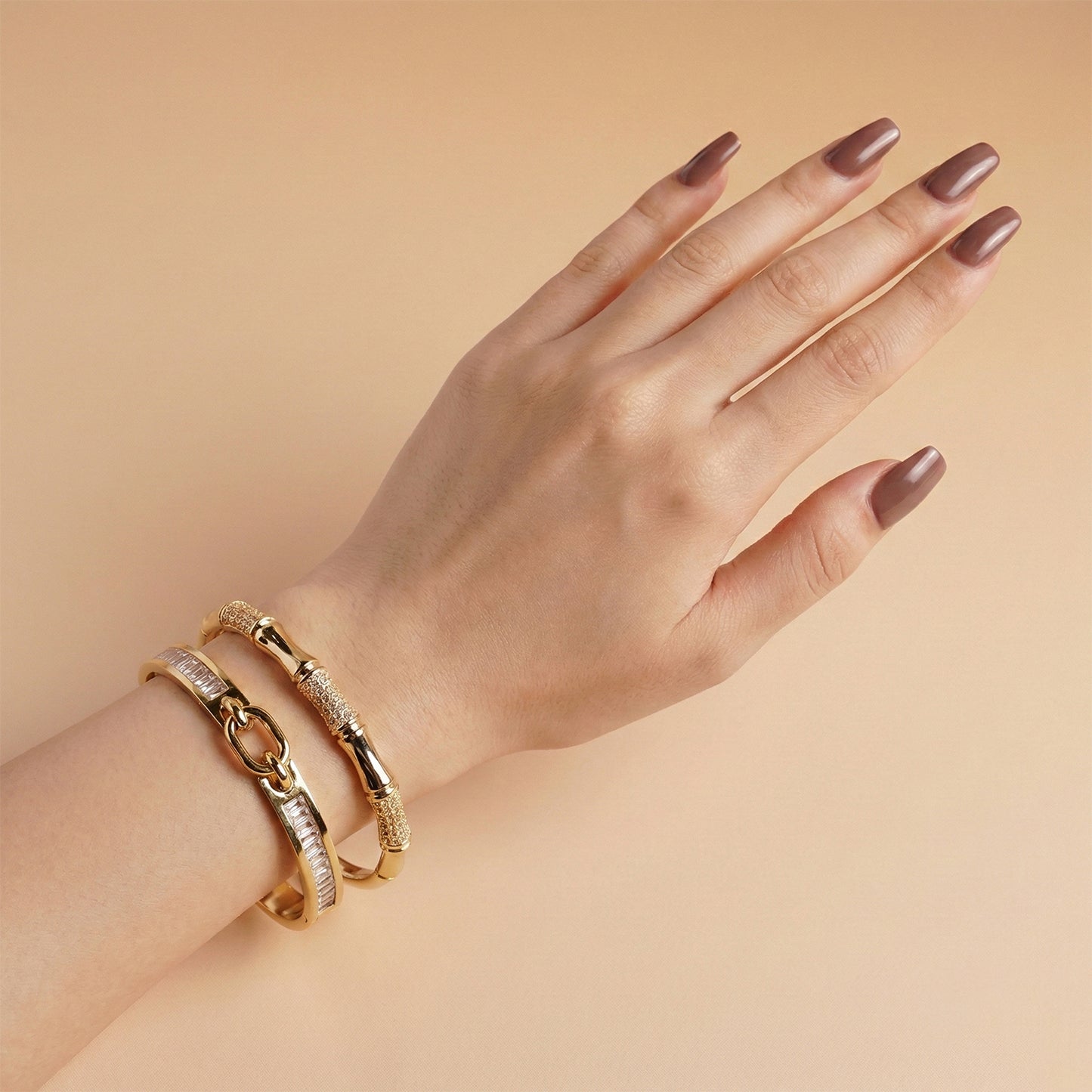 Crystal Line Gold Stack Bracelet