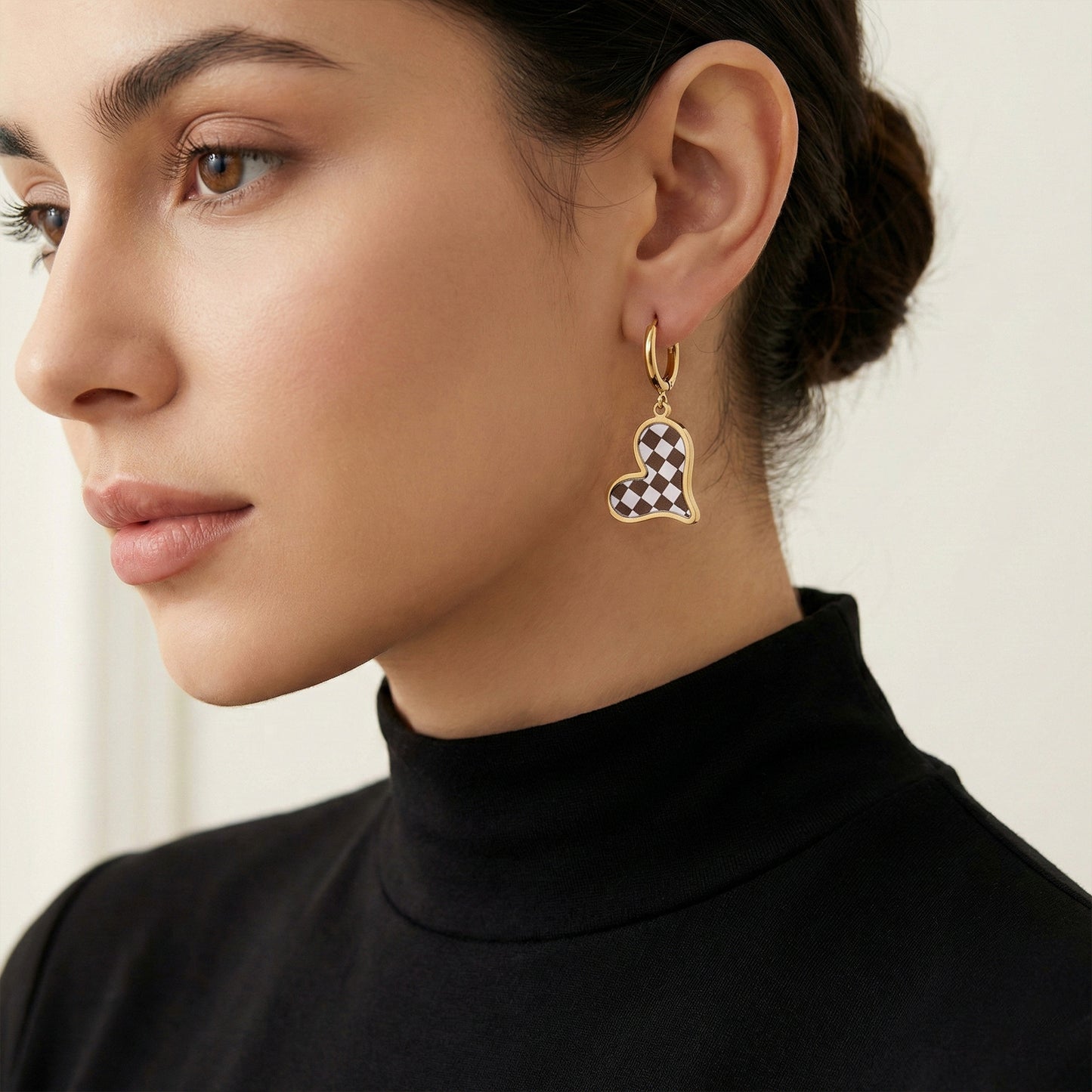 Checkered Heart Luxe Earrings
