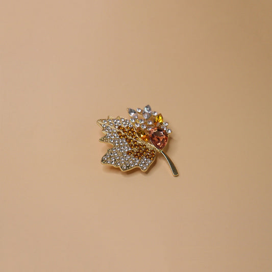 Crimson Fall Leaf Brooch