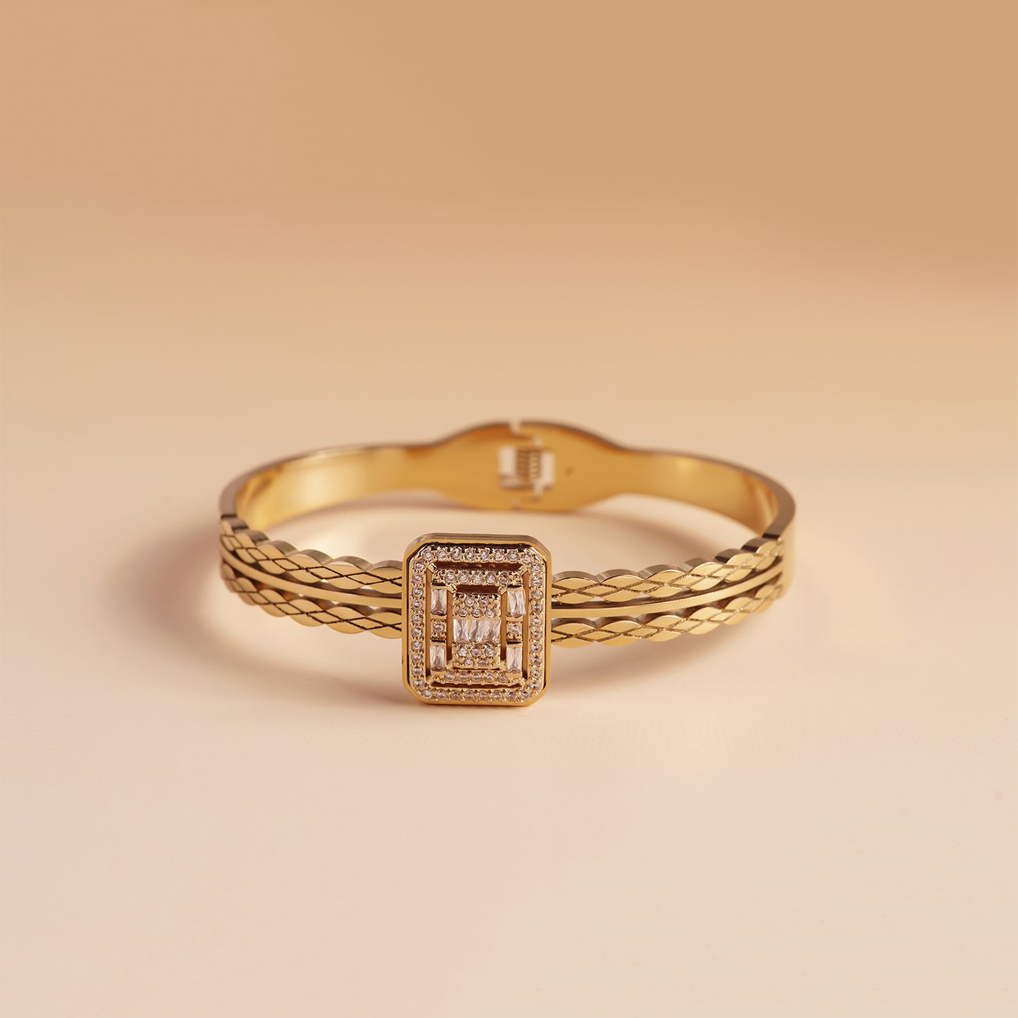 Crystal Braided Gold Bracelet Stack