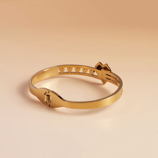 Diamond-Trim Heart Cuff Bracelet