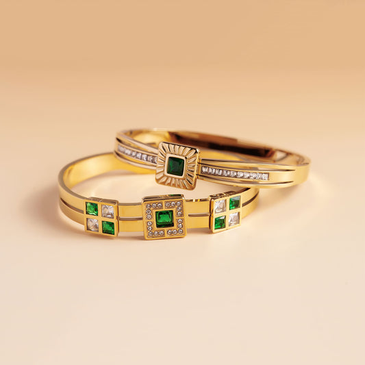 Royal Square Emerald Bracelet Stack