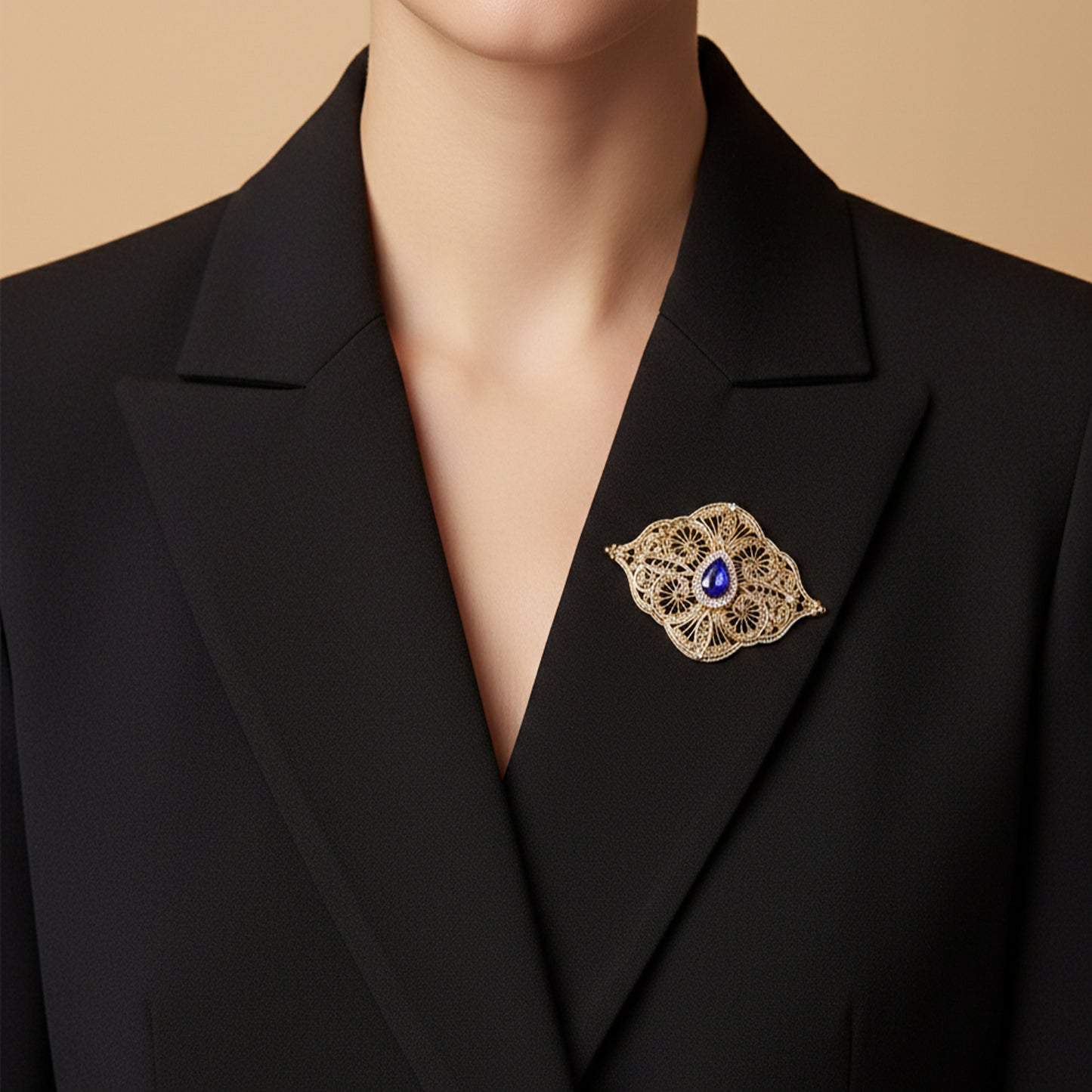 Antique-Inspired Crystal Brooch