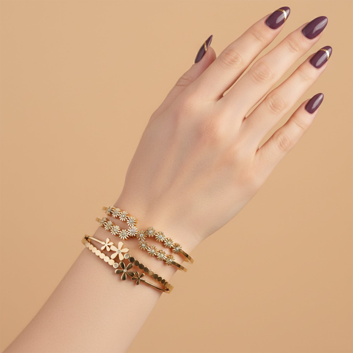Gold Petal Bracelet Stack
