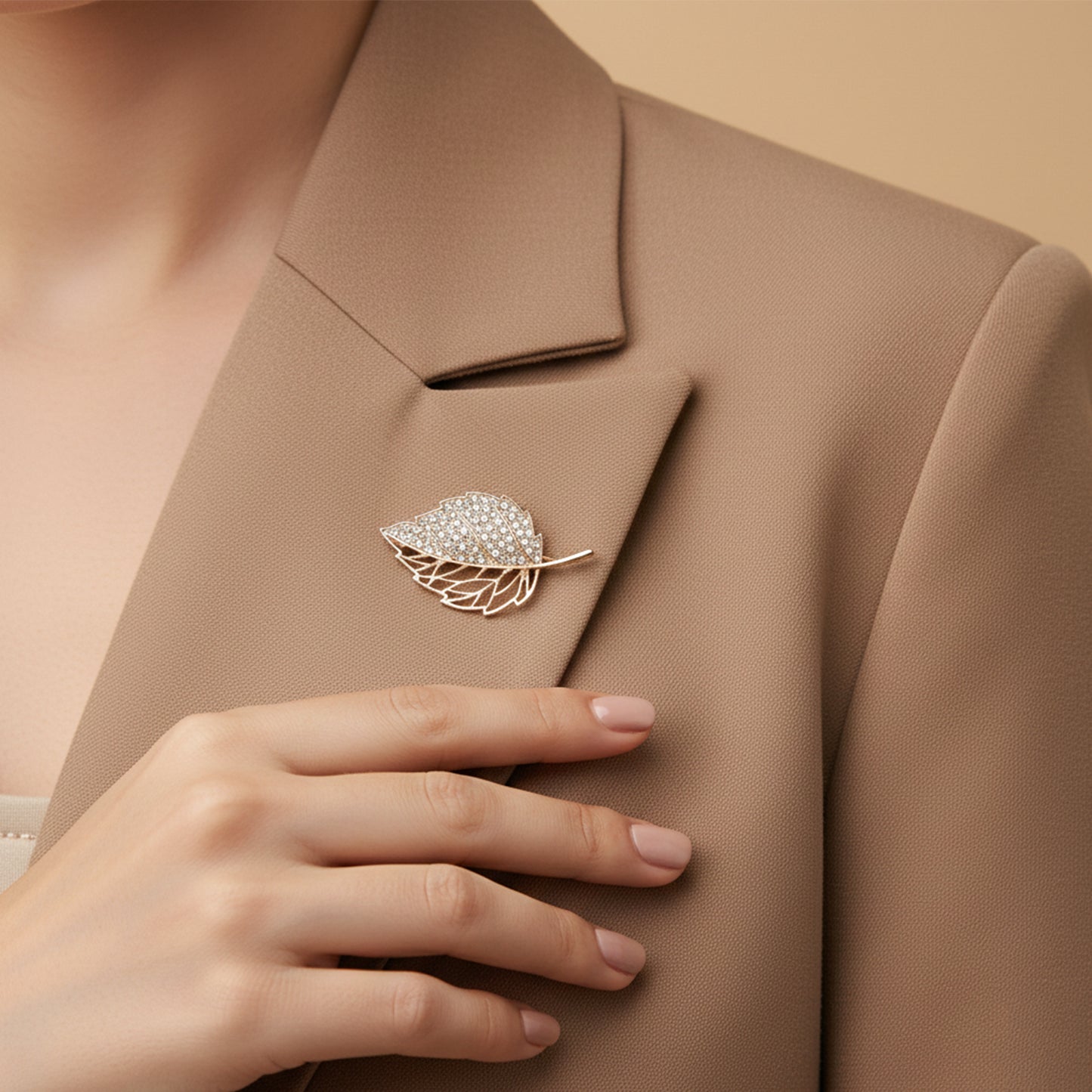 Golden Whisper Leaf Brooch