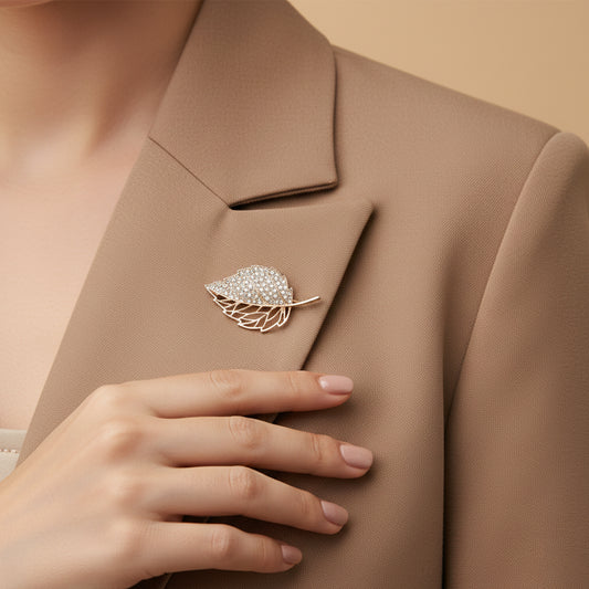 Golden Whisper Leaf Brooch