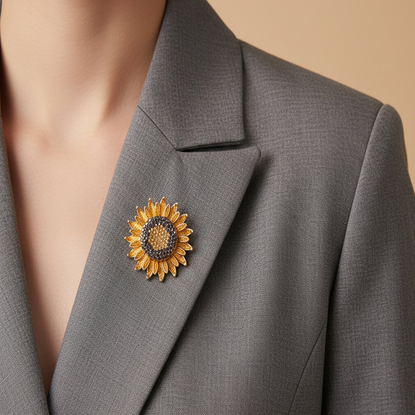 Radiant Marigold Medallion Brooch