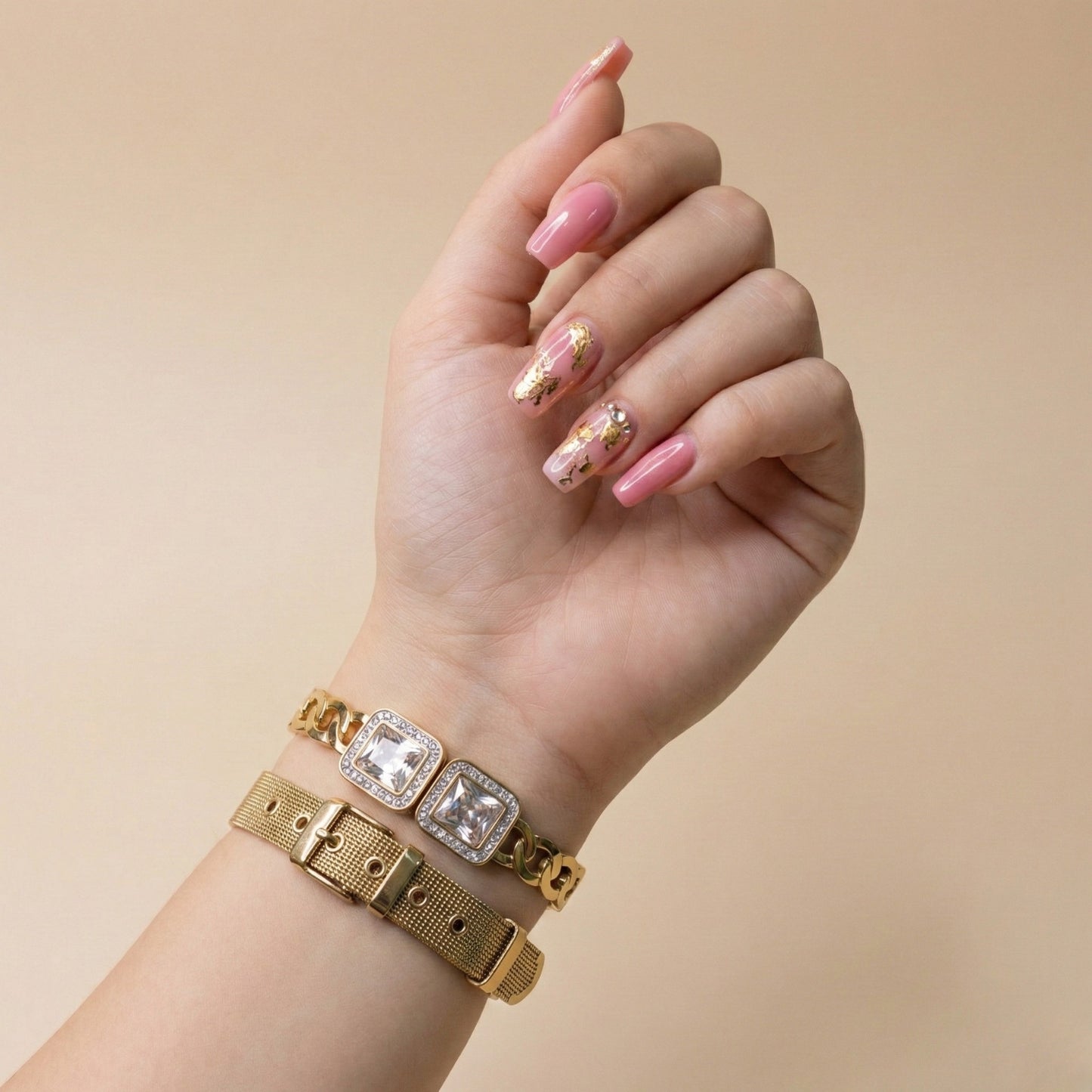 Twin Radiance Golden Bracelet Stack
