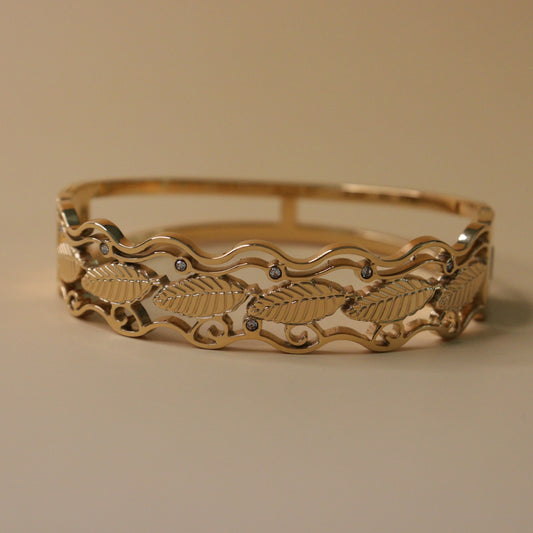 Golden Fern Wave Bracelet