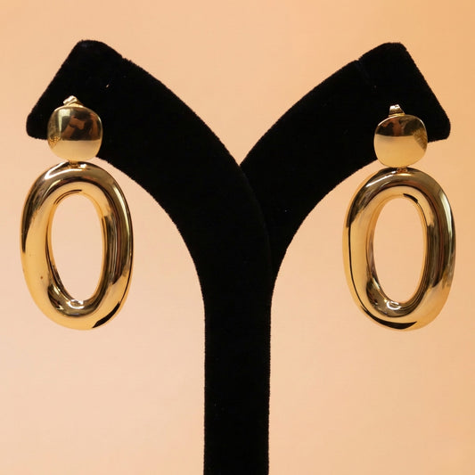 Gold Oval Statement Earrings