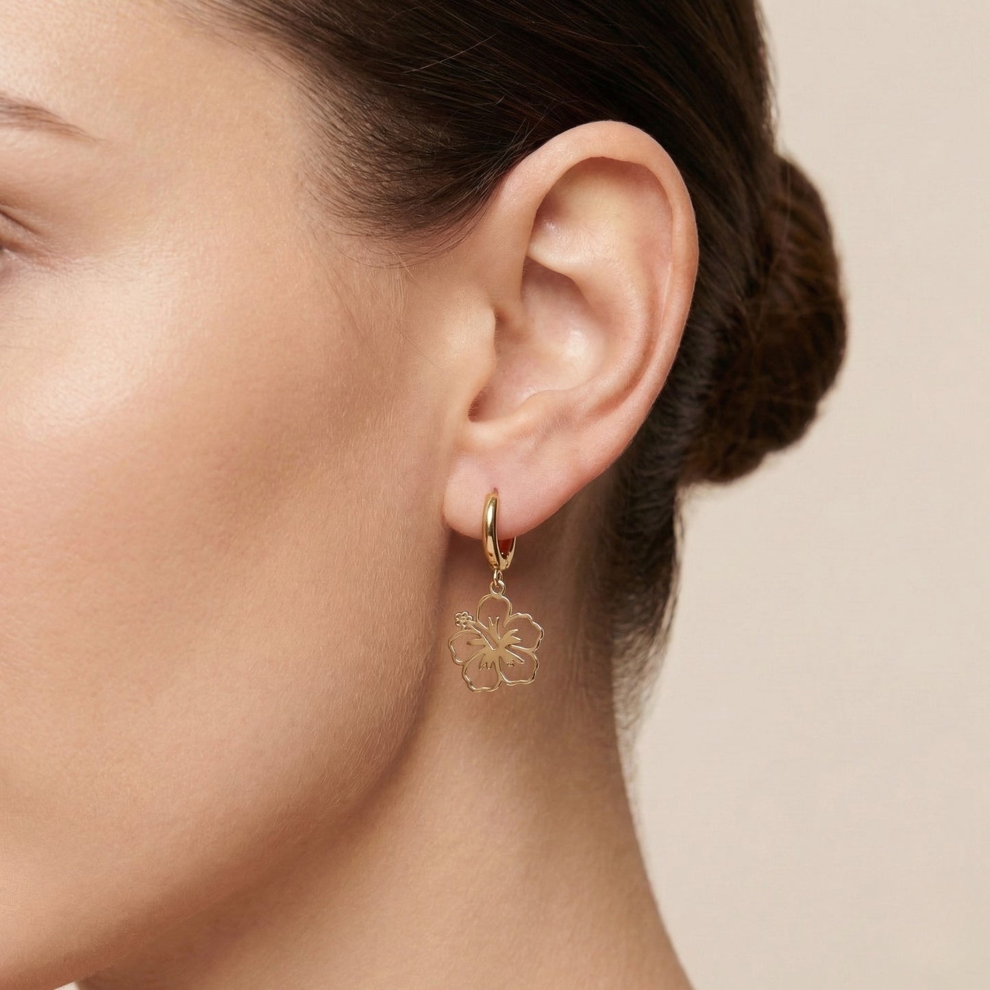 Hibiscus Huggies Earrings