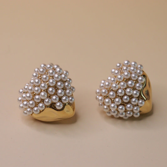 Pave Pearl Heart Earrings