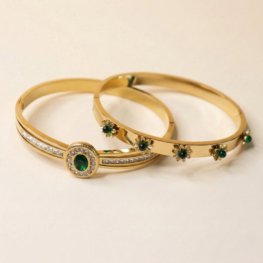 Emerald Flora Bracelet Stack