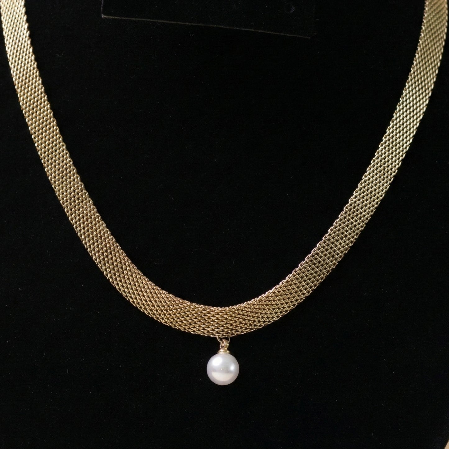 Golden Pearl Mesh Neck Chain
