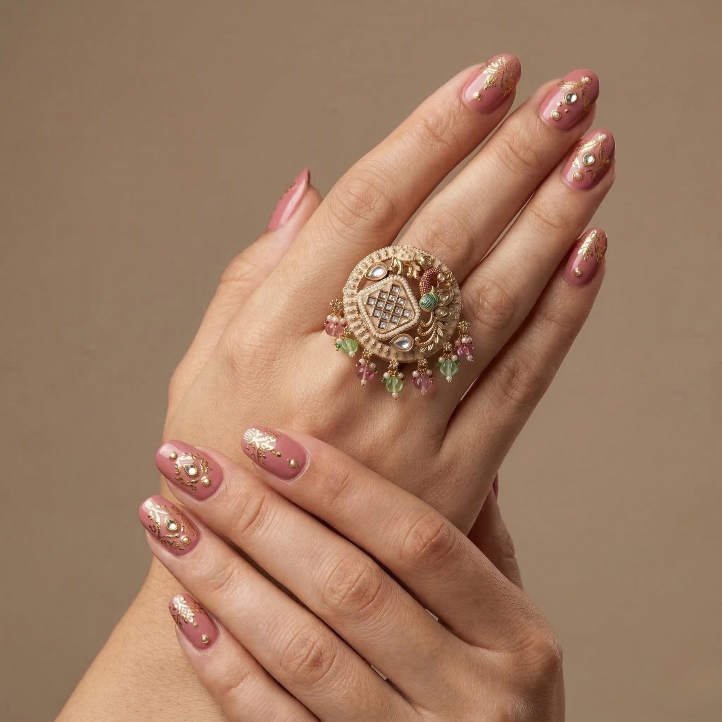Nizam's Kundan Peacock Ring