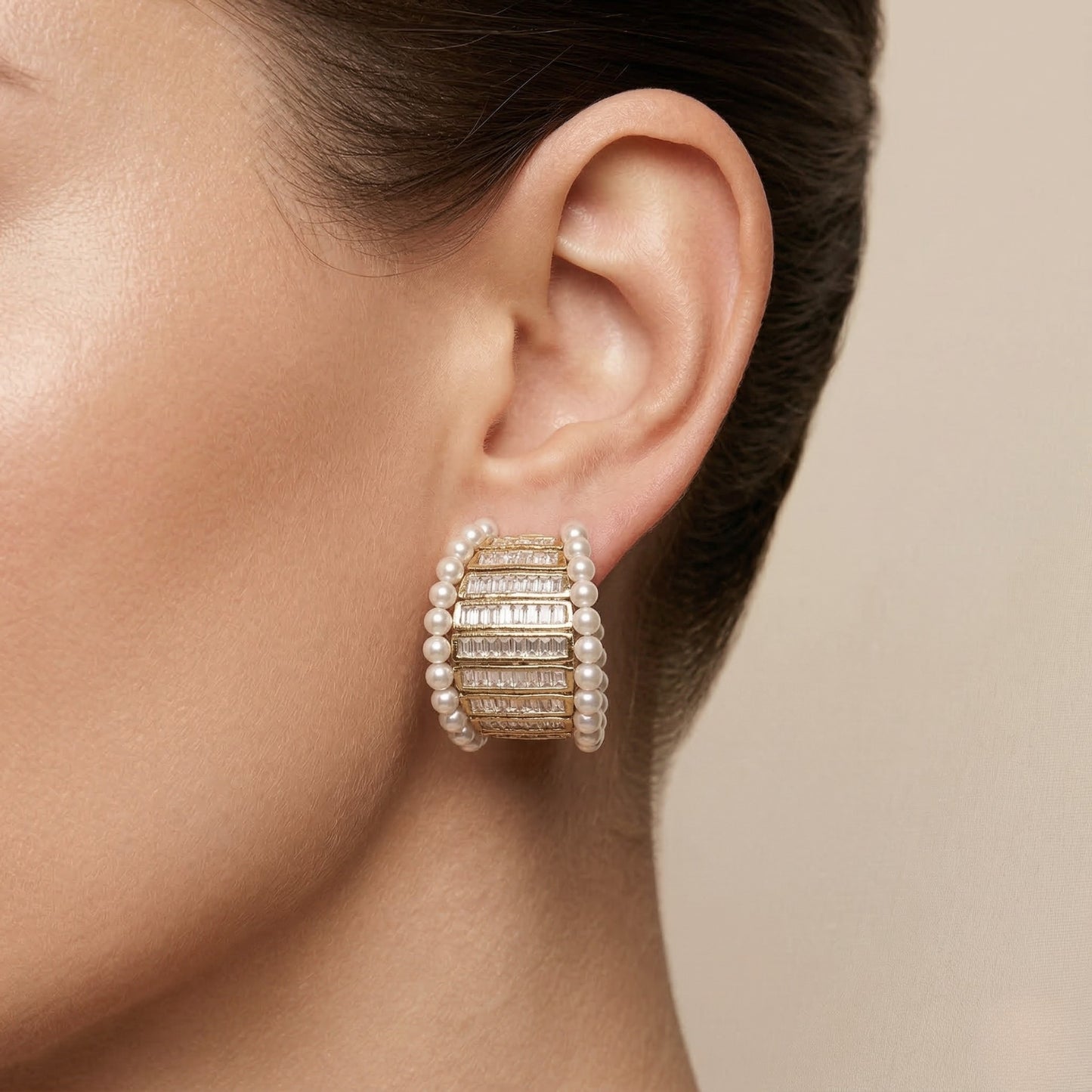 Pearl Baguette Arcade Earrings