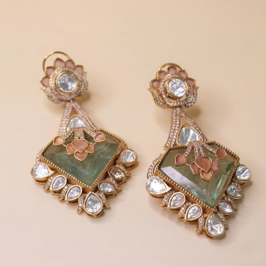 Emerald Lotus Drops Earrings