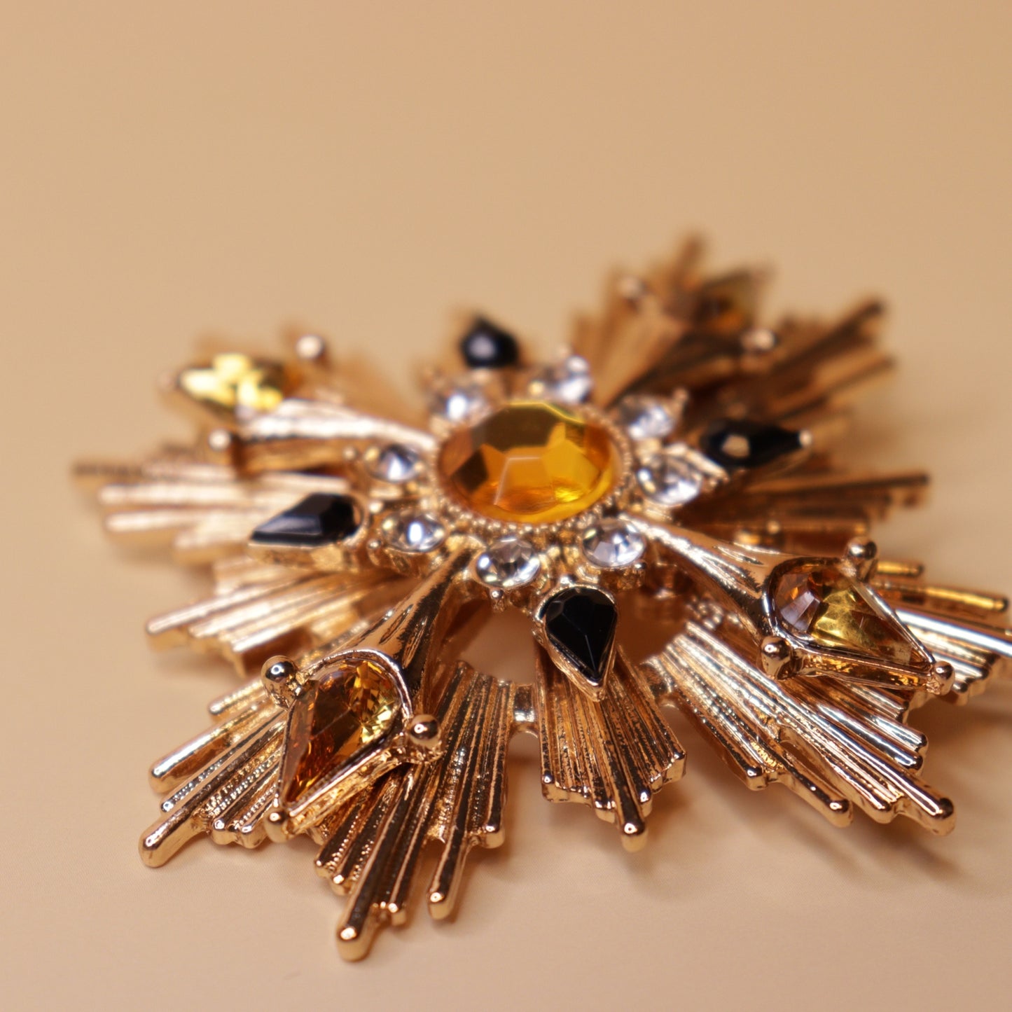 Amber Eclipse Starburst Brooch