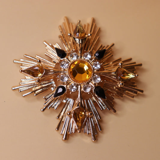 Amber Eclipse Starburst Brooch