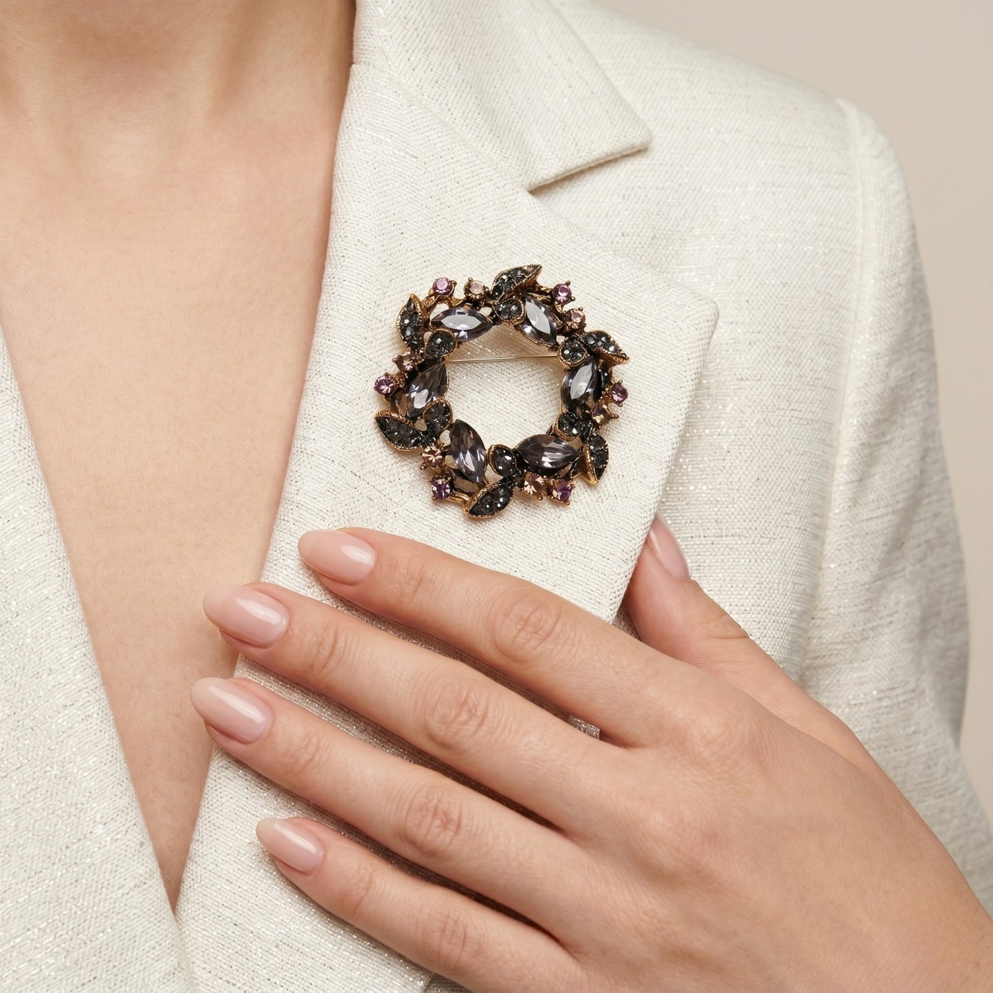 Vintage Amethyst Wreath Brooch