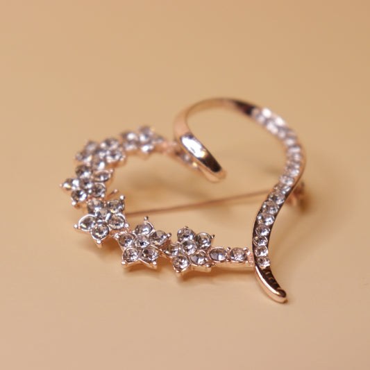 Sweeping Floral Heart Brooch