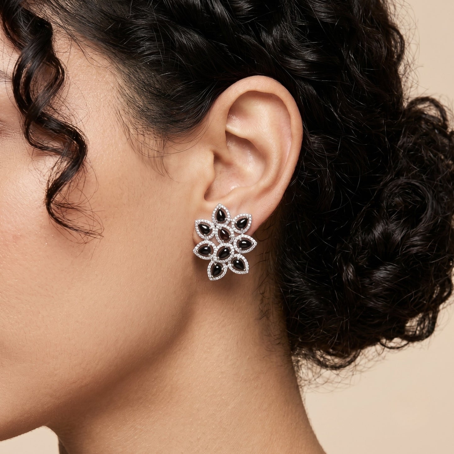 Onyx Floral Earrings