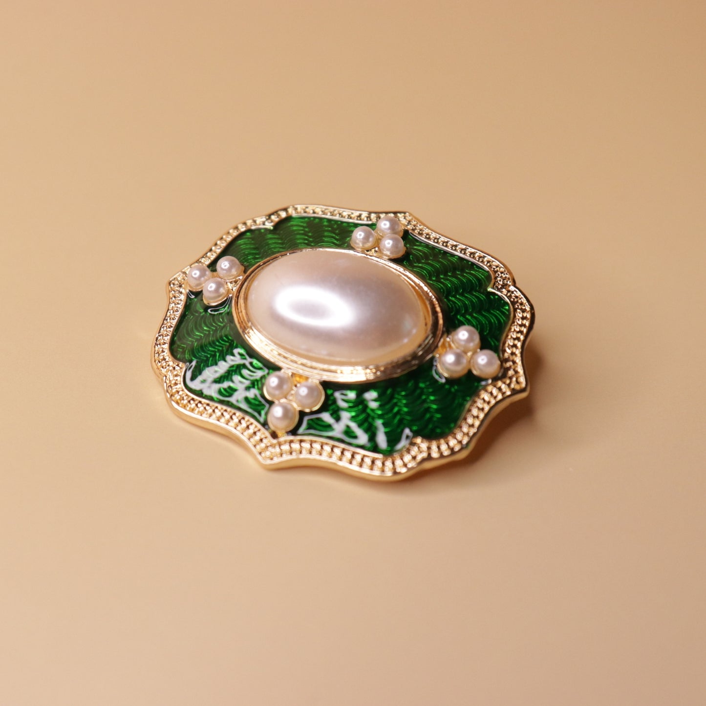 Emerald Pearl Heirloom Brooch