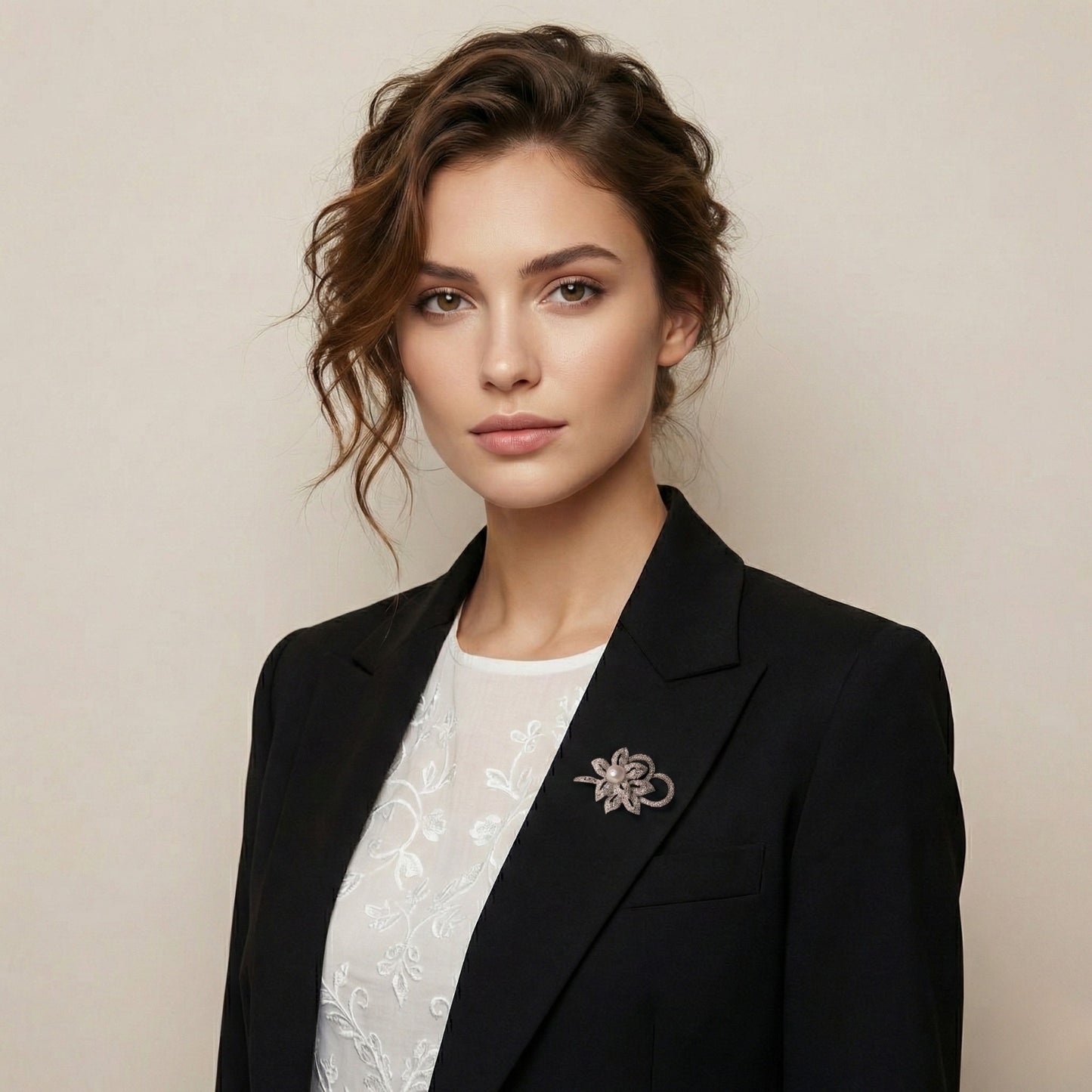 Silver Pearl Bloom Brooch