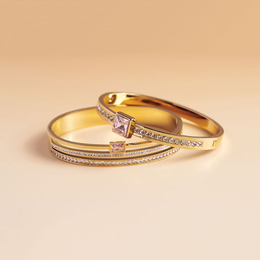 Lattice Gold Bracelet Stack