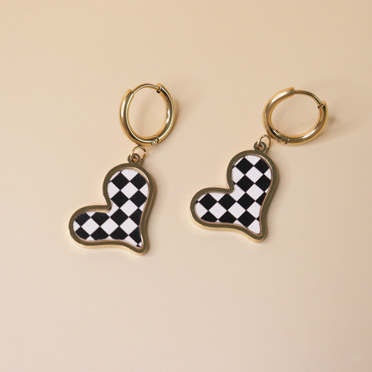 Checkered Heart Luxe Earrings