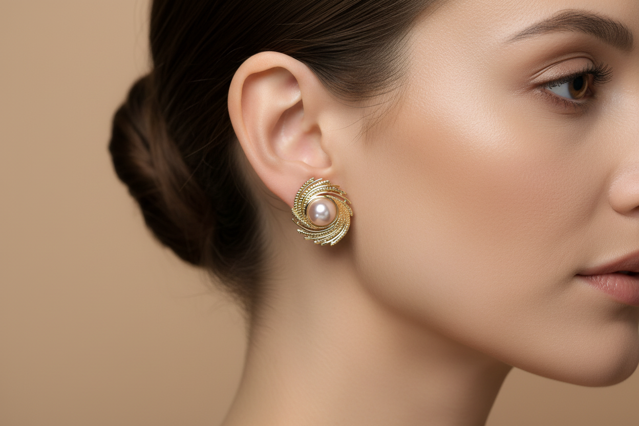 Spiral Pearl Earings