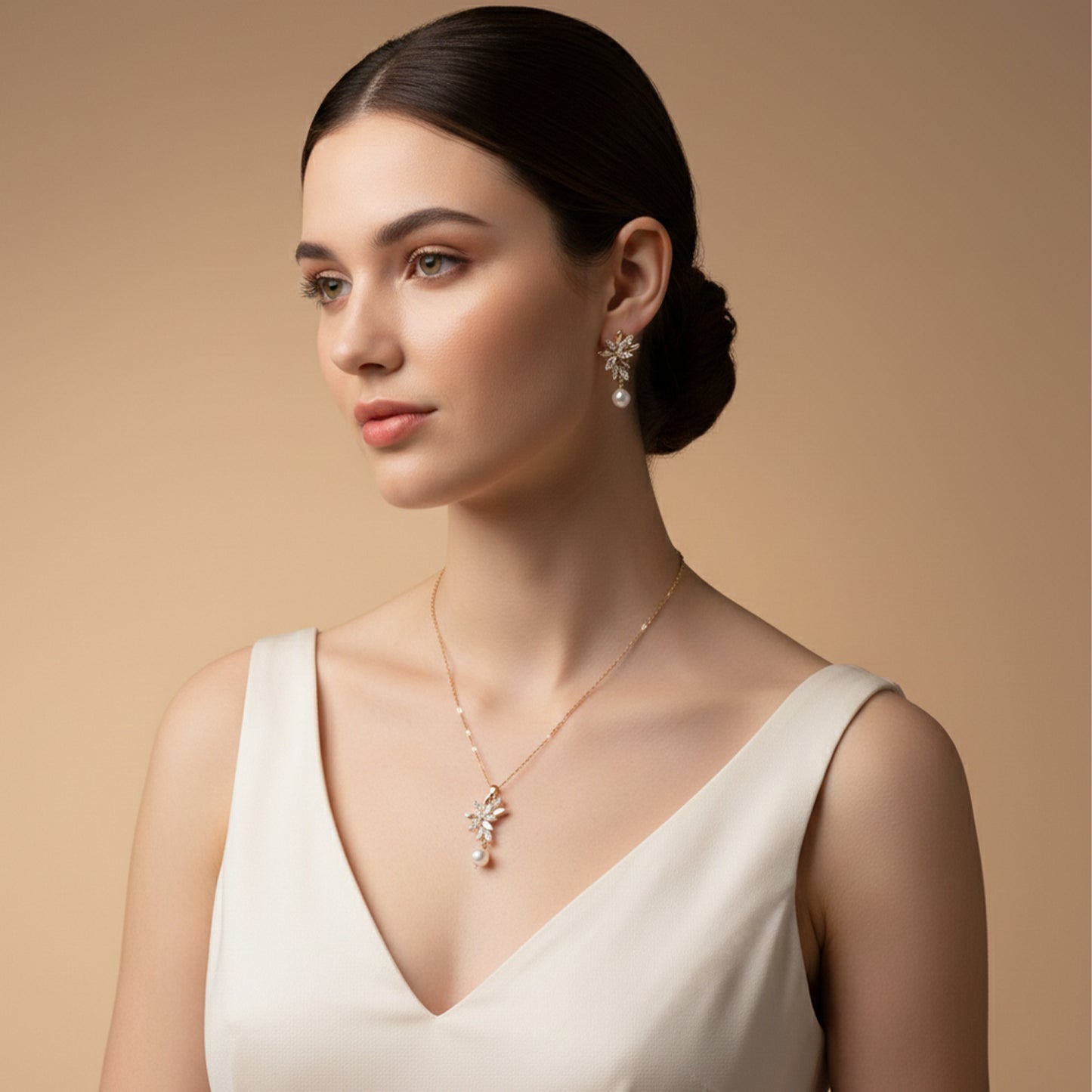 Laurel Leaf Pearl Set