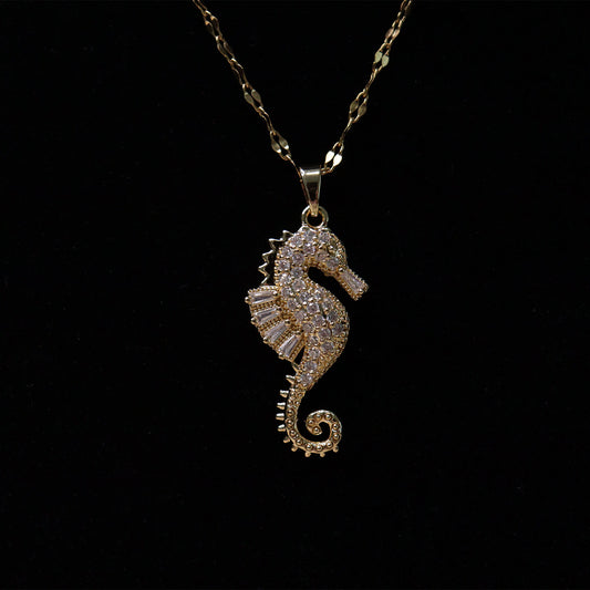 Crystal Tide Seahorse Neck Chain