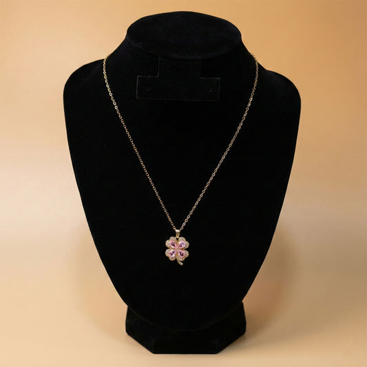 Rosé Bloom Clover Neck Chain
