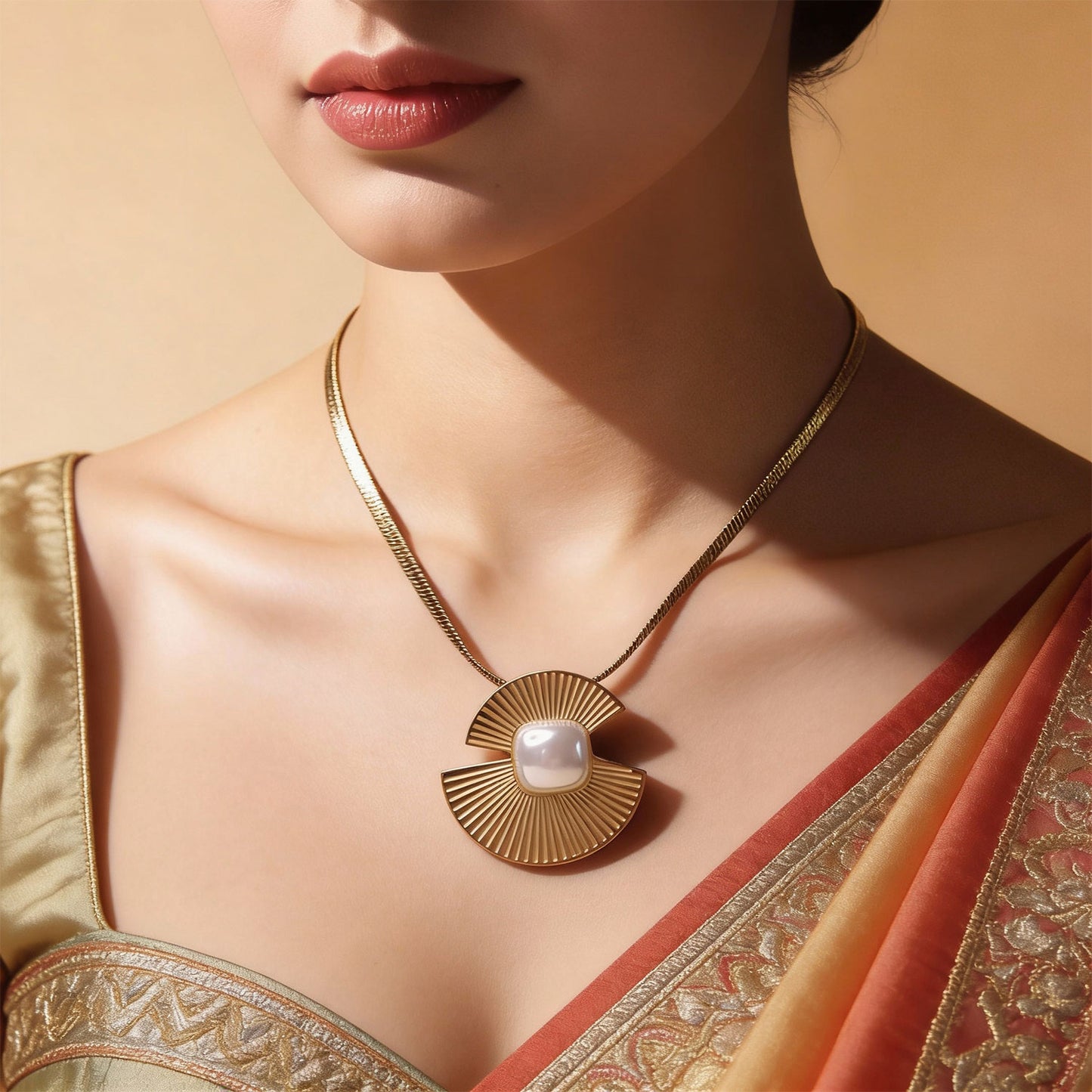 Gold Horizon Pearl Arc Neck Chain