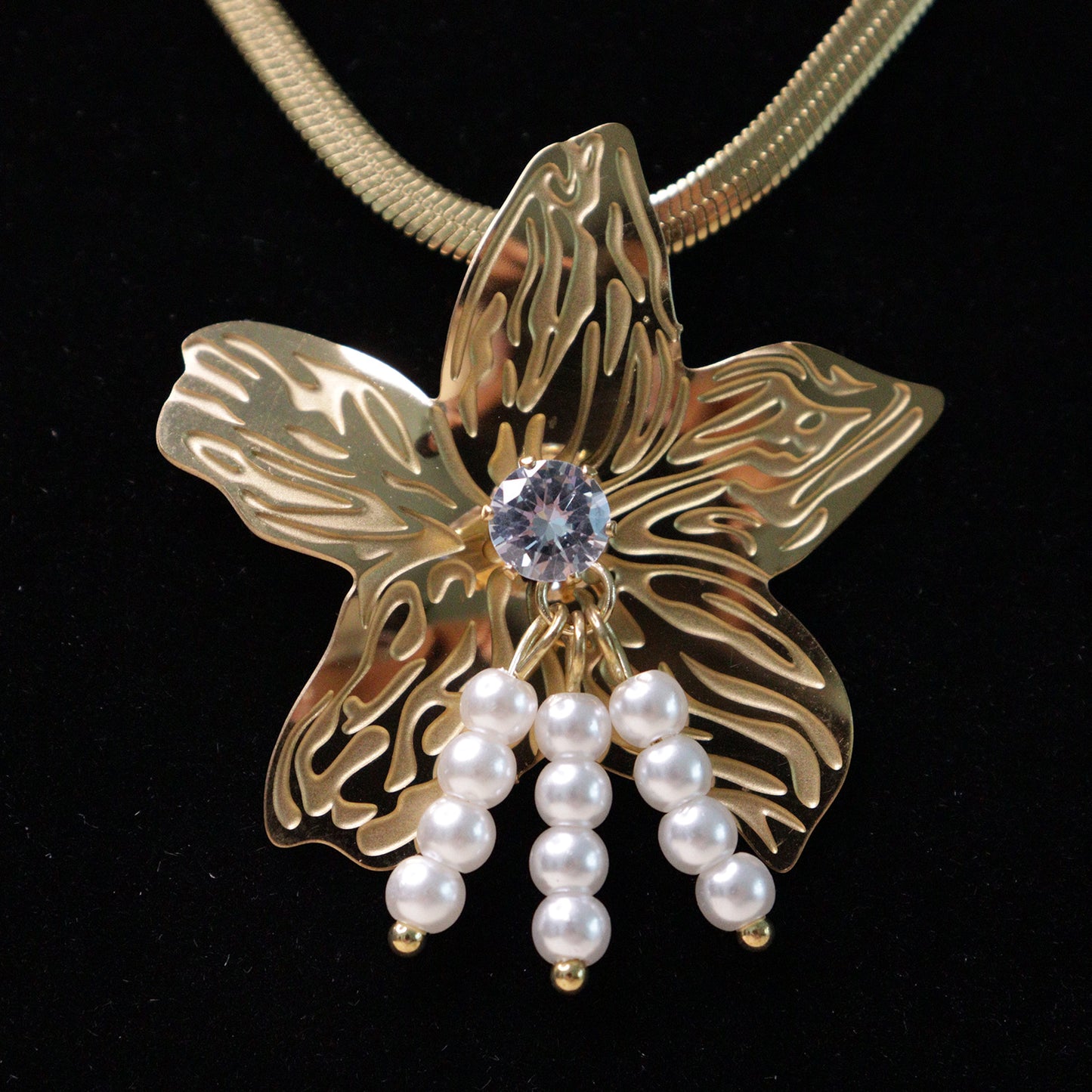 Gold Flower Pendant Set