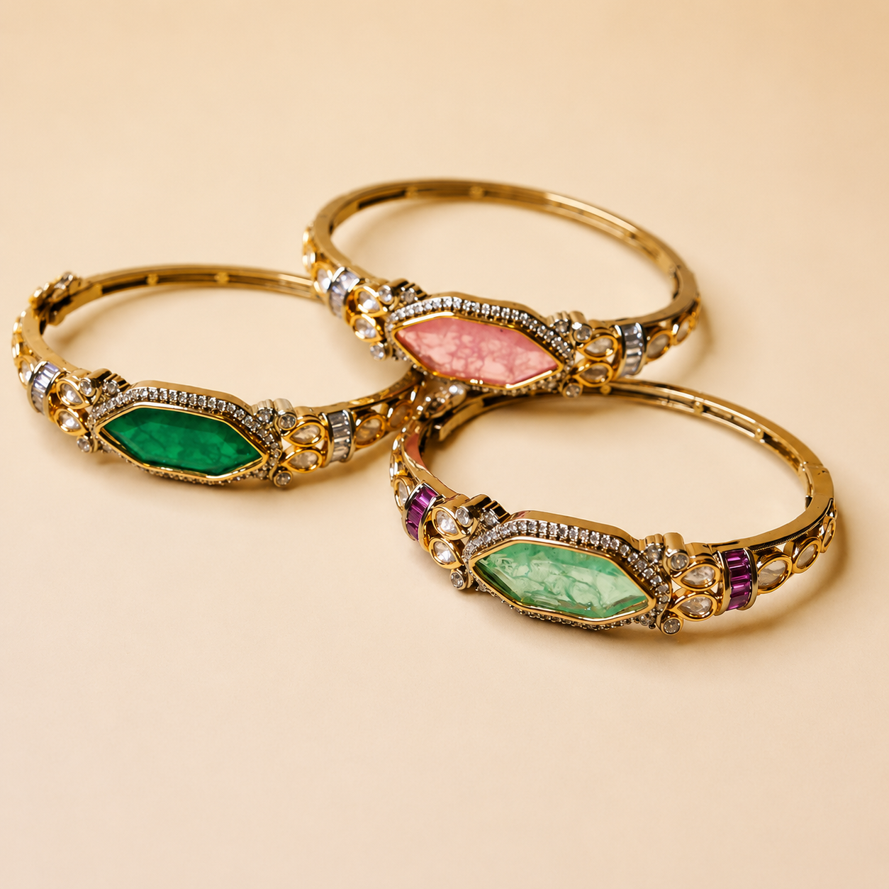 Noor Royale Gemstone Bracelet - 22K gold plated bracelet close-up view - Mehraya