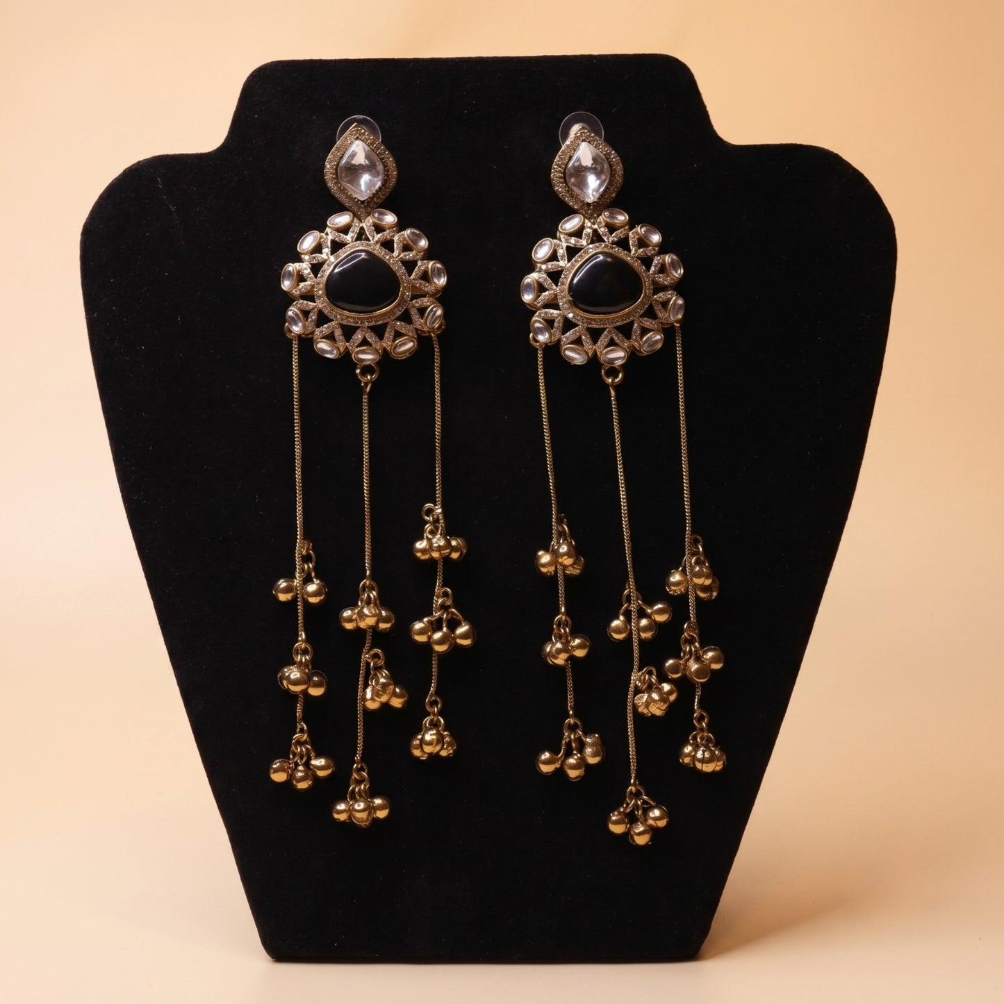 Midnight Sunburst Tassel Earrings