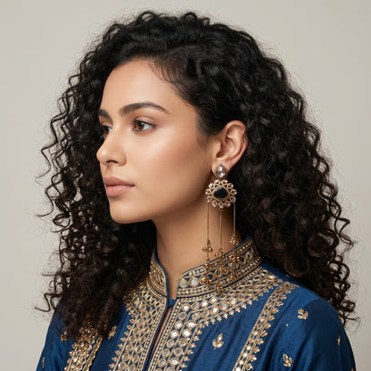 Midnight Sunburst Tassel Earrings