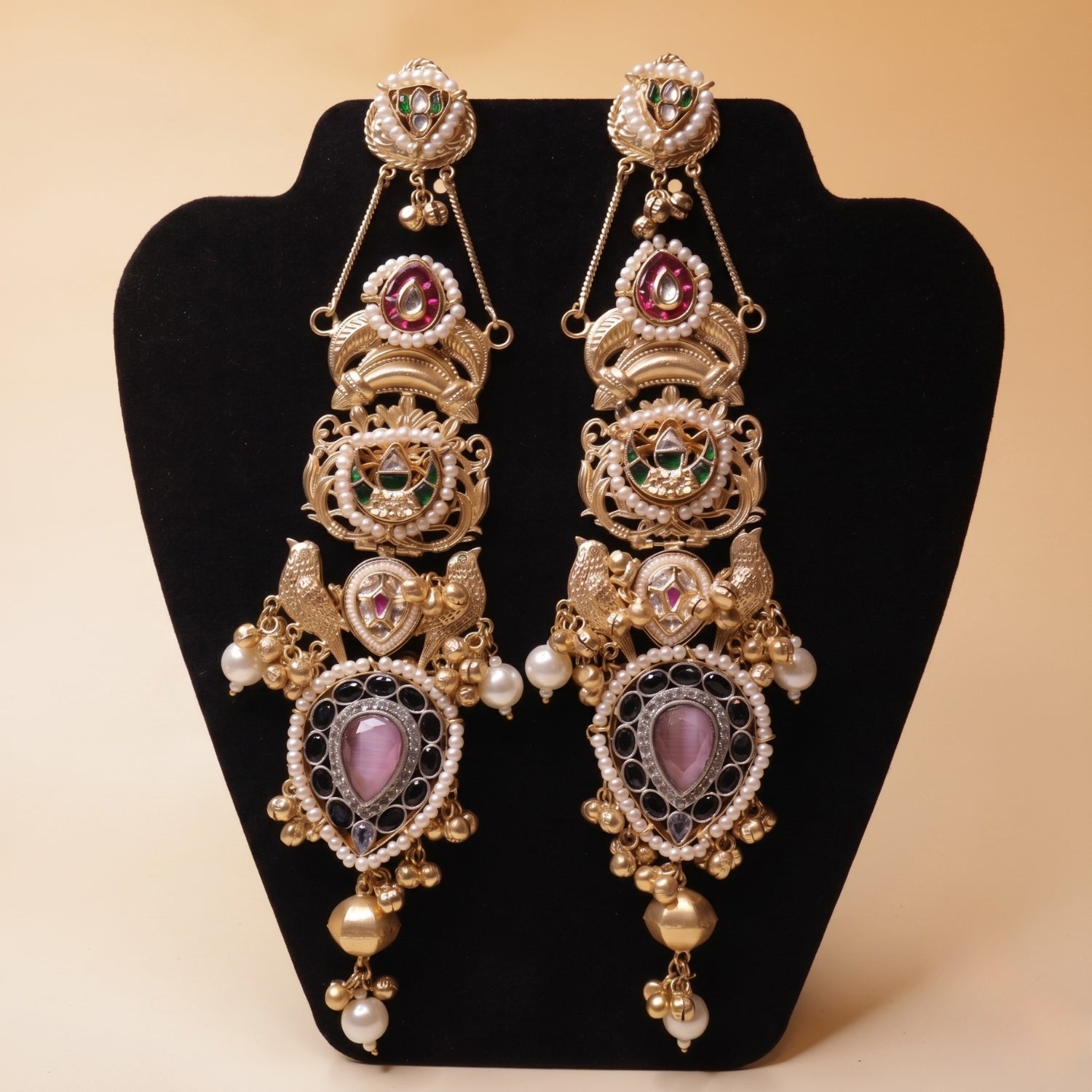 The Royal Mosaic Combo - 22K gold plated jewellery combo set - Mehraya - close-up view