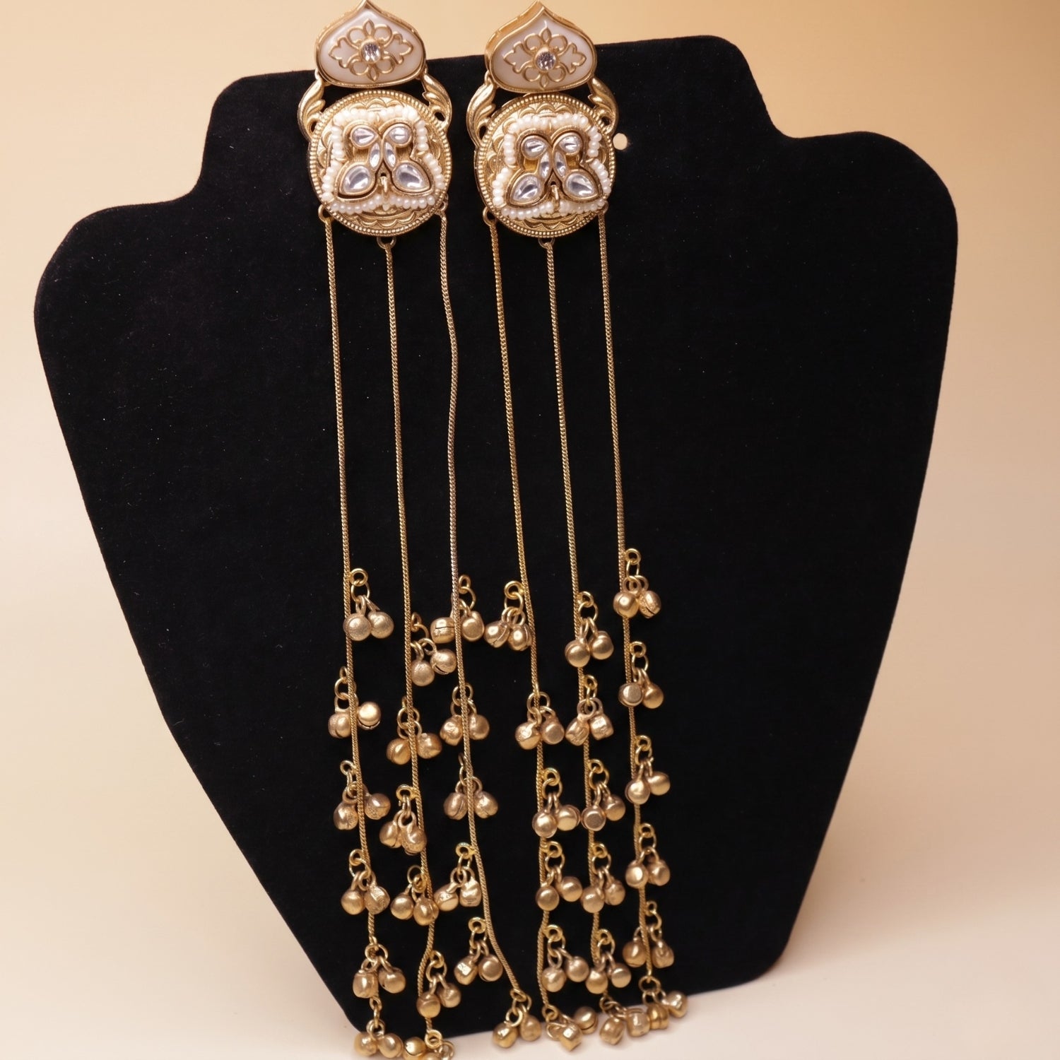 Mehfil Earrings Combo - 22K gold plated jewellery combo set close-up view - Mehraya