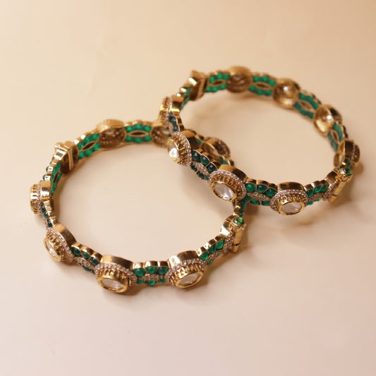 Rajwadi Emerald Glow Bangles