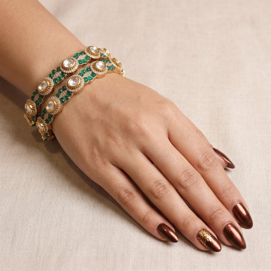 Rajwadi Emerald Glow Bangles
