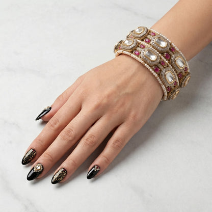 Pearl Ruby Kundan Heritage Bangles